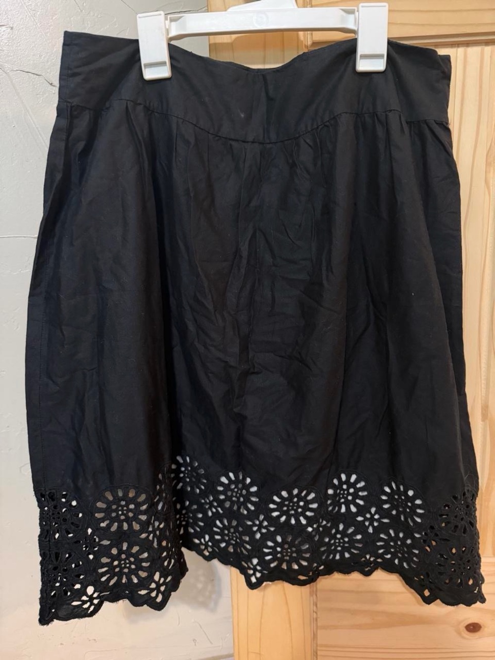 Black Eyelet Hem A-Line Skirt